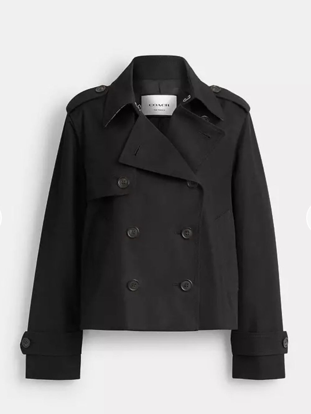 Coach Black Double-Breasted Short Trench Coat Size L